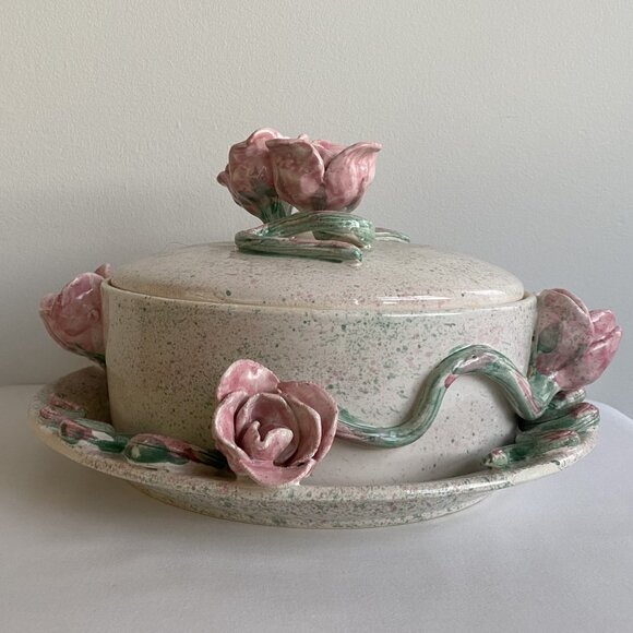 Signed Wendy Walgate Ceramic 3d Rose Bowl 1980s - Picture 2 of 9